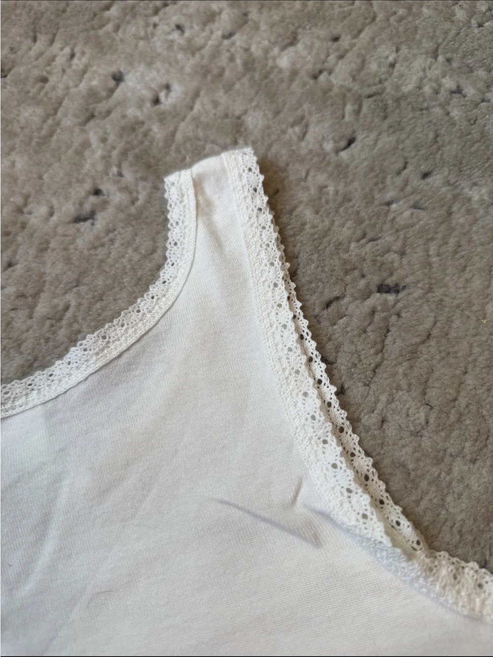 GAP Kids White Ribbed Tank with Lace Trim
